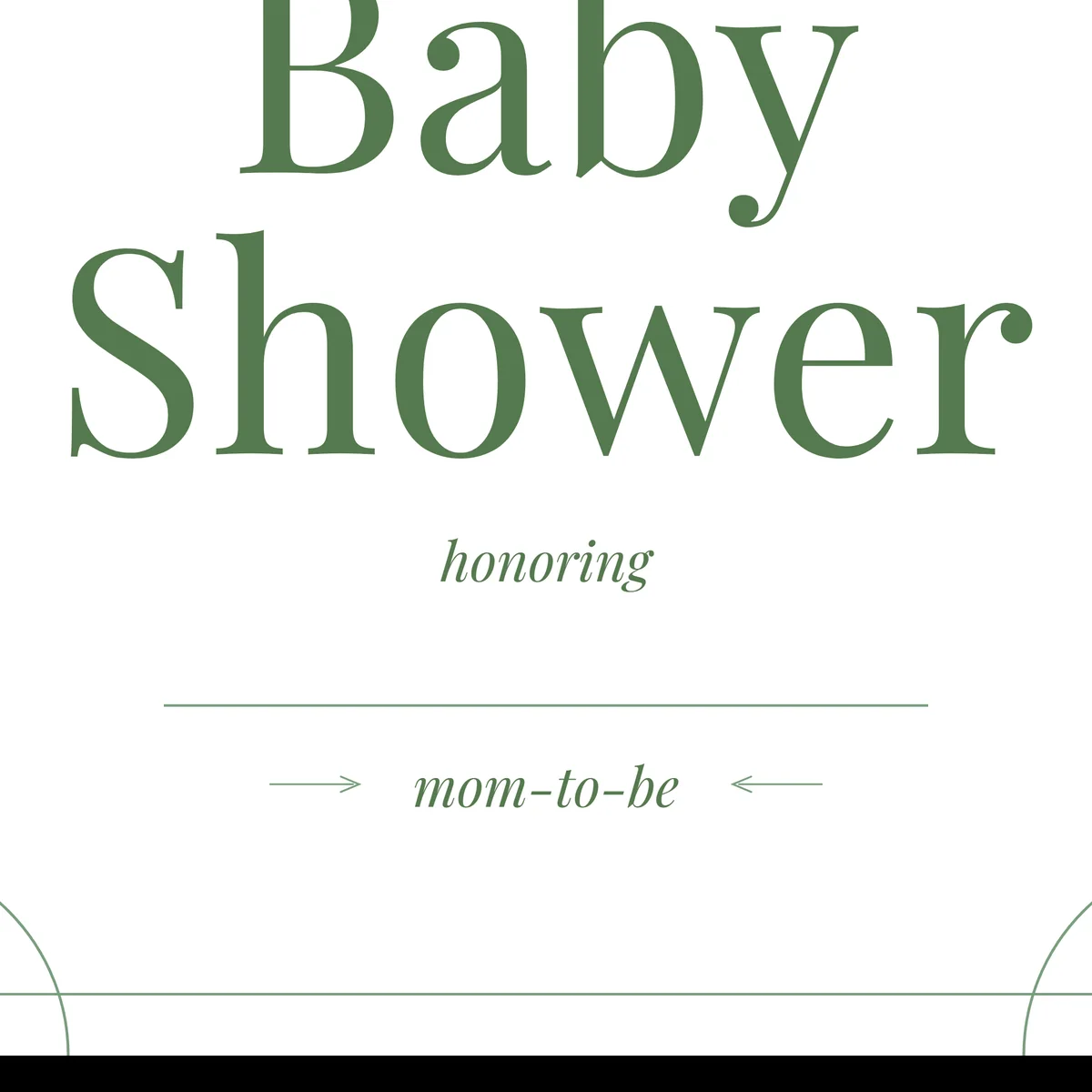 Close-up of the honoring design with a line to write the mom-to-be's name