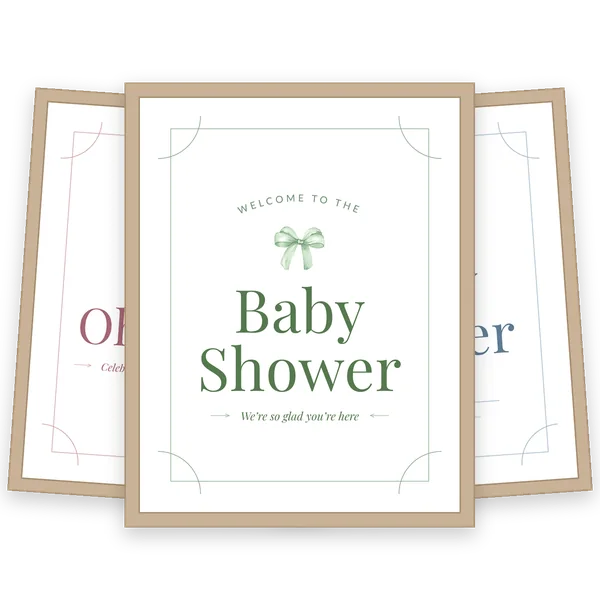 Baby shower welcome sign in sage, pink and blue
