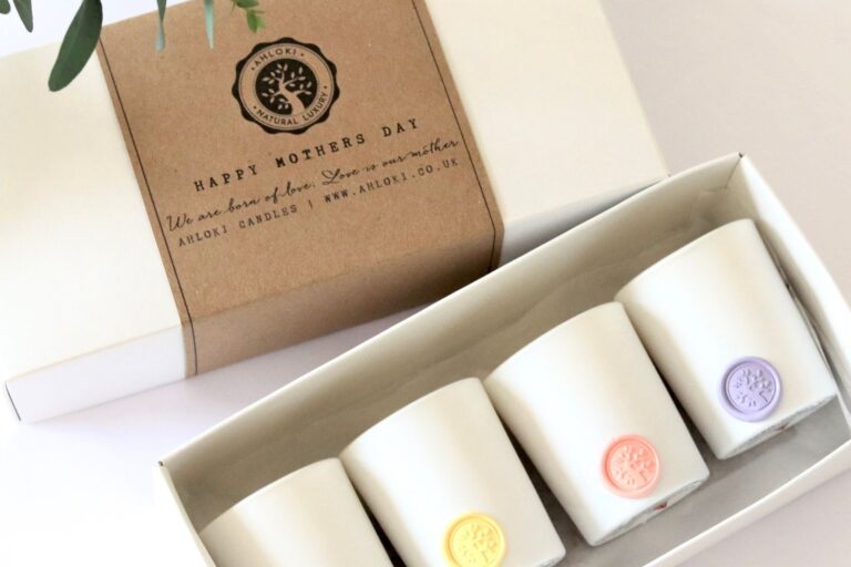 Gift box with small ceramic cups, a simple diaper raffle prize idea