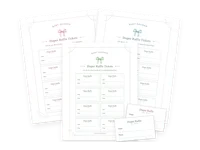 Printable diaper raffle tickets in sage, pink and blue