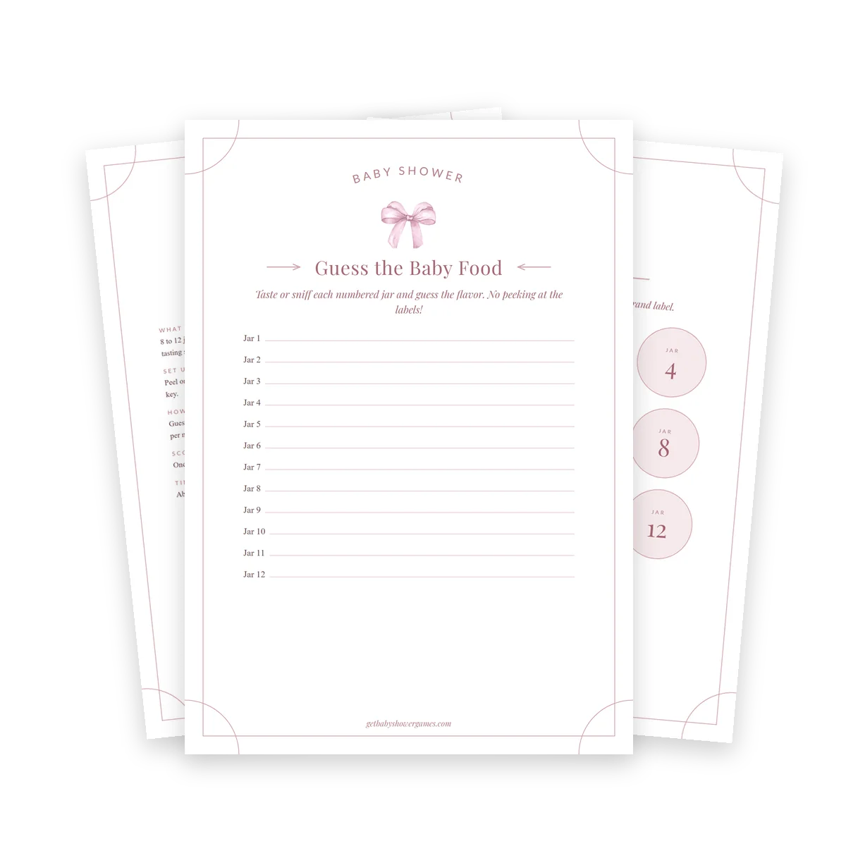 Guess the Baby Food game in the pink theme