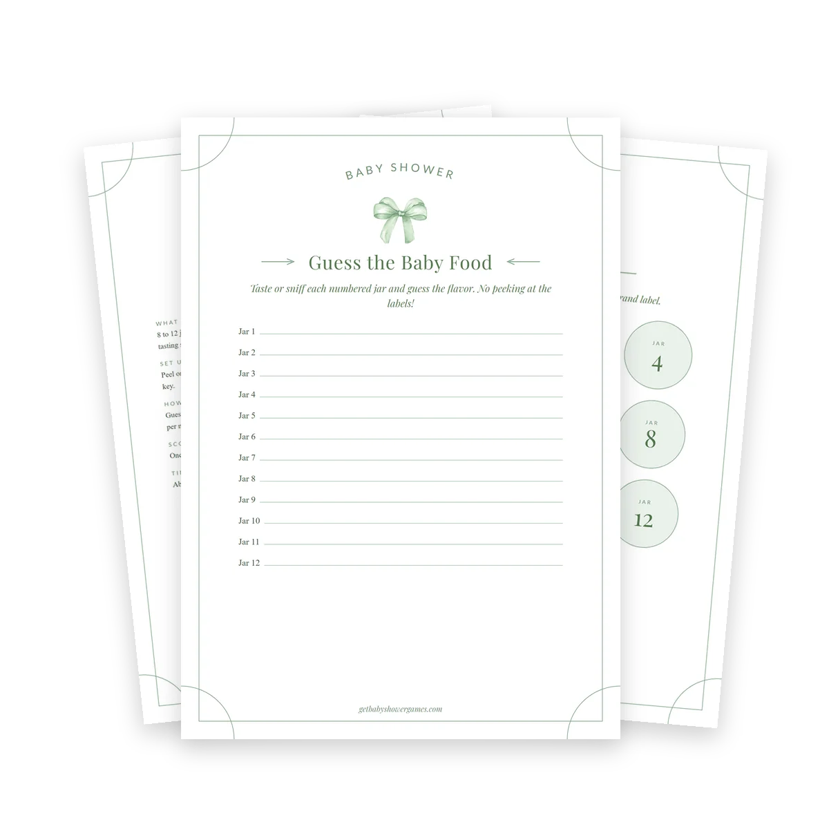 Guess the Baby Food game in the sage theme